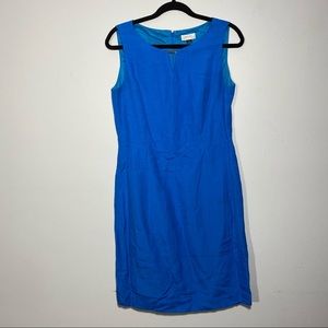 Tahari Blue Linen/Rayon Dress